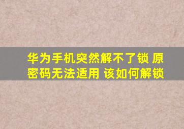 华为手机突然解不了锁 原密码无法适用 该如何解锁